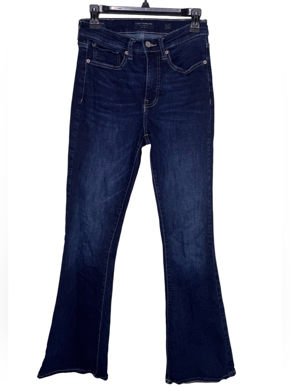Lucky Brand Dark Wash Flare Jeans Sz 27 Boho Western Indigo Denim